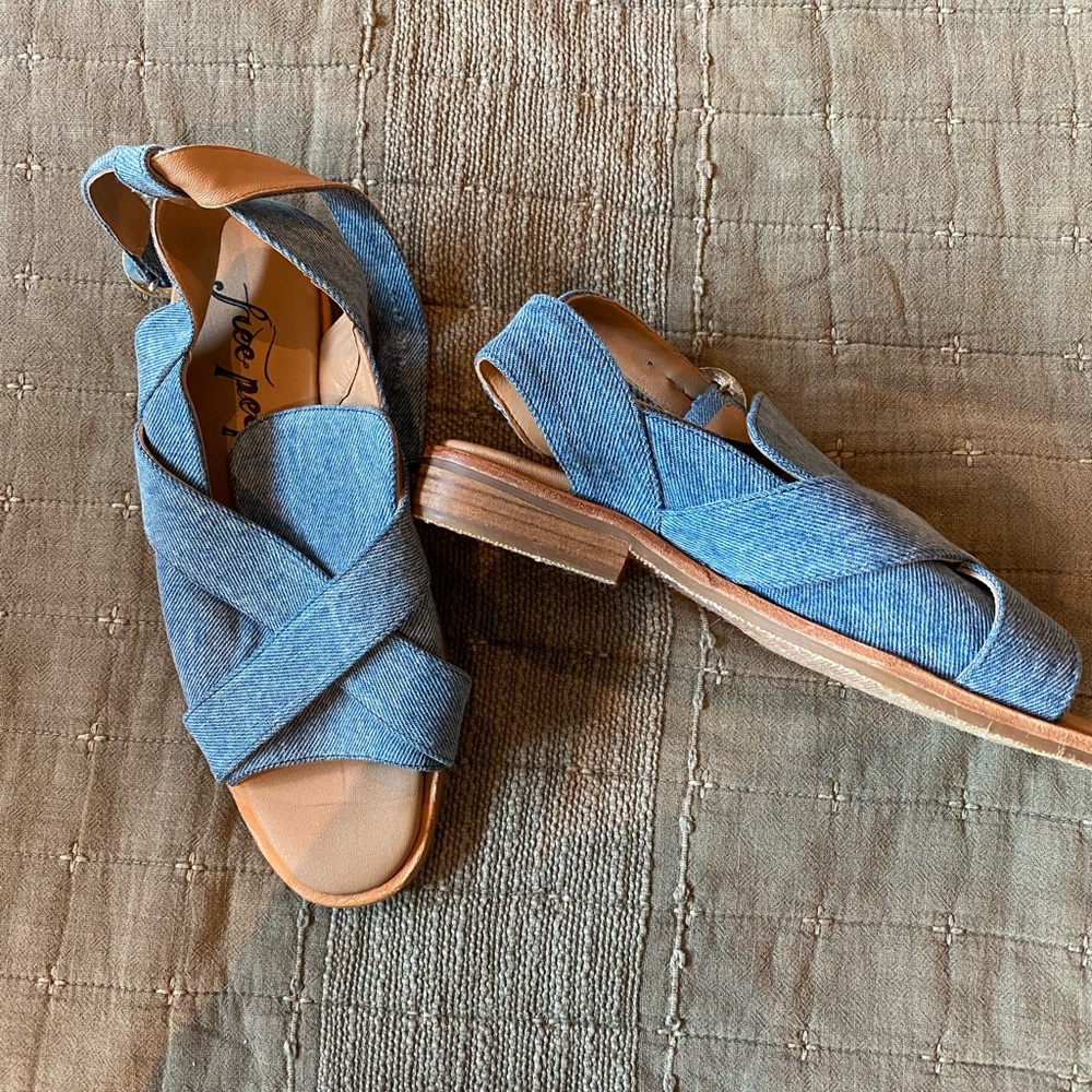 Free people denim Strappy Sandals size 8.5